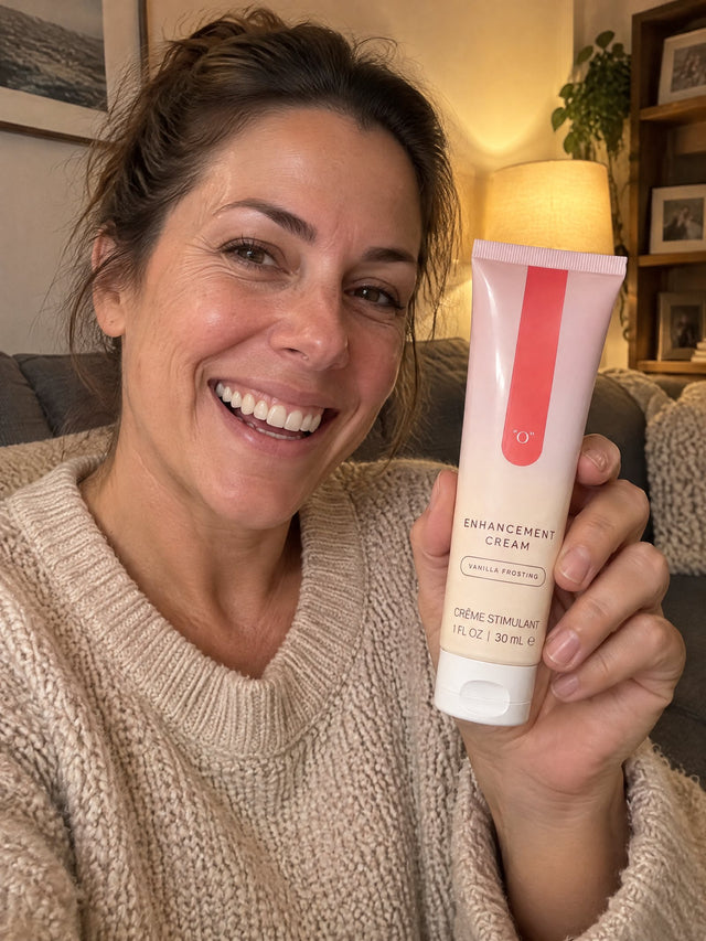 Megan holding the OhMinx tube at home